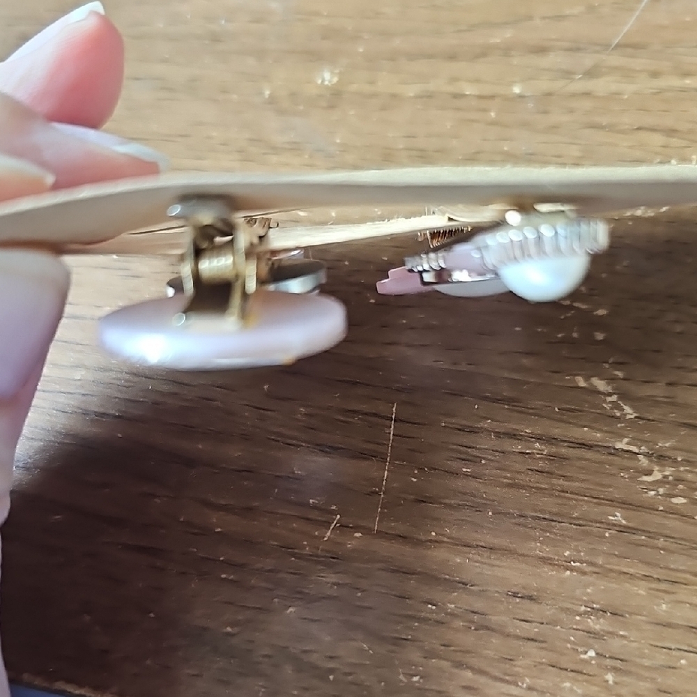 New Elegant Pink and Gold Hair Clips Barrette Alligator Clip - Picture 3 of 4